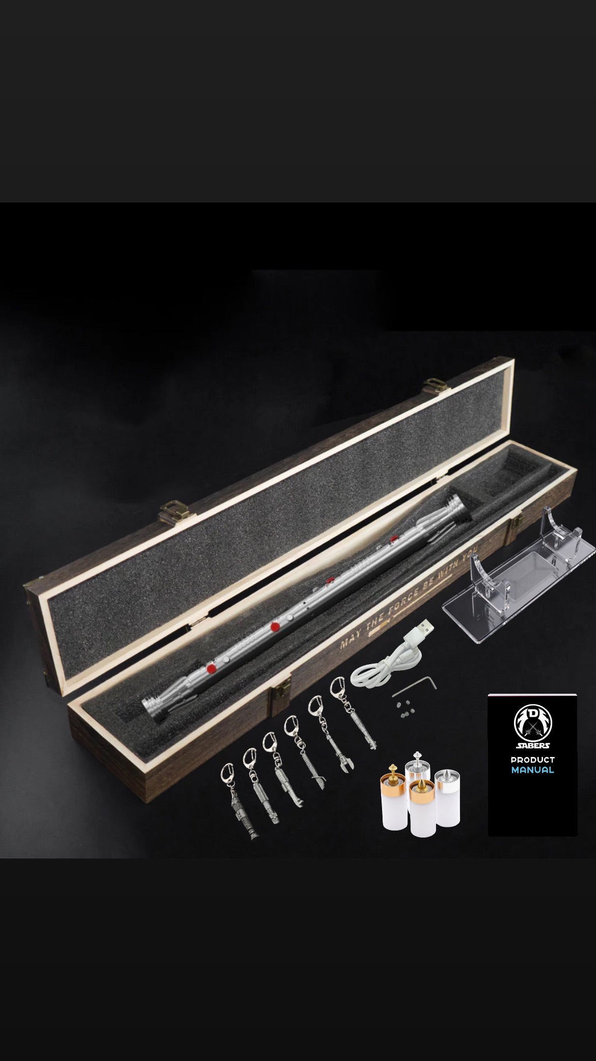 THE DARTH MAUL DOUBLE LIGHTSABER SABER STAFF (WEATHERED)